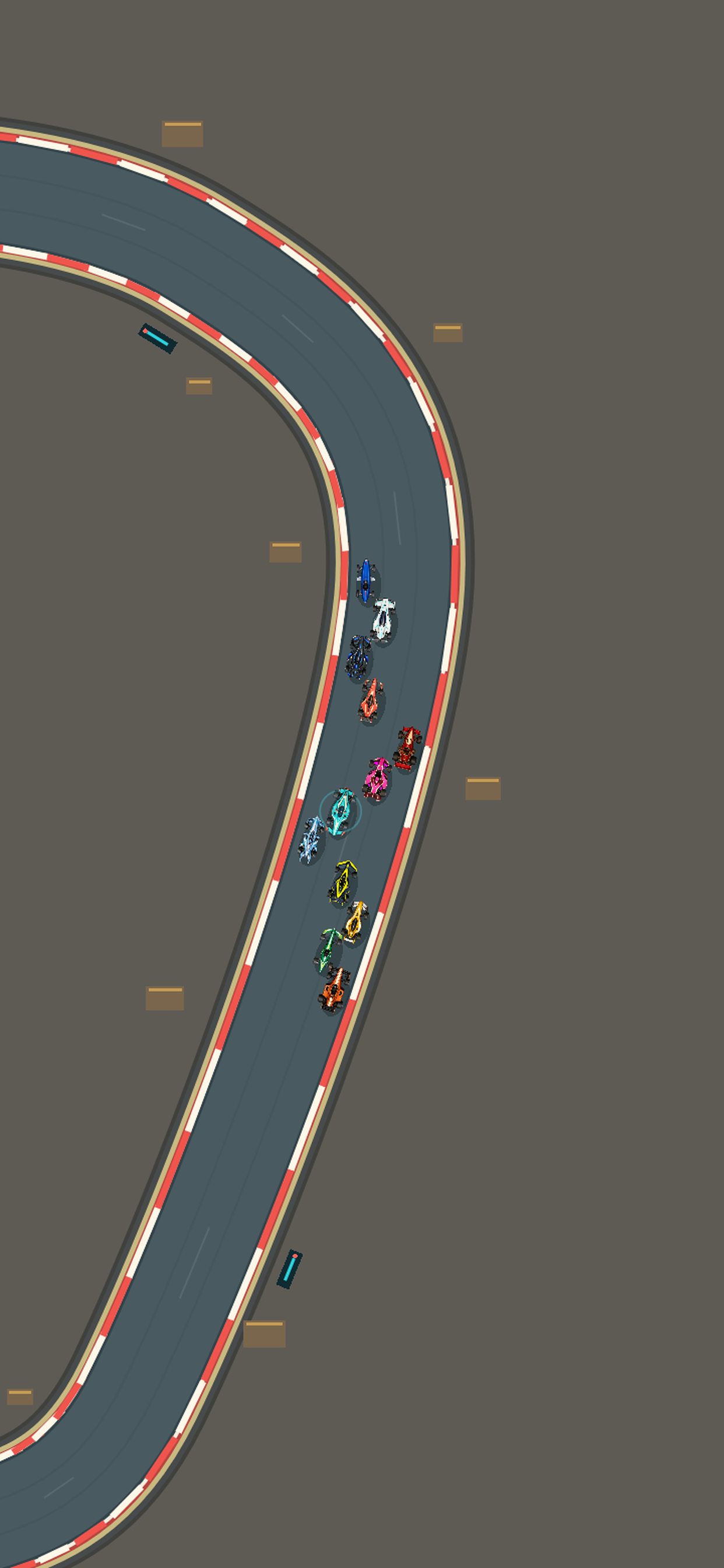 Sprint Rush cars racing through a long bend